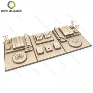 High-End Jewelry Display Props Bangle Earring Necklace Stands Beige Set