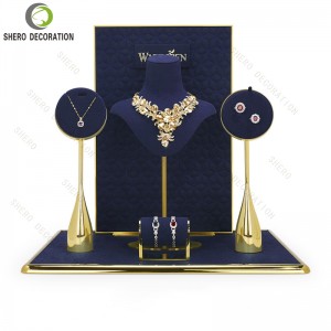 Customized Store Window Vitrine showcase Bust Plush Stand Jewellery Display Set jewelry display set luxury stand