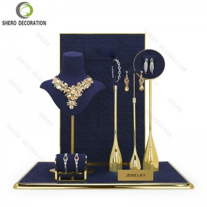 Customized Store Window Vitrine showcase Bust Plush Stand Jewellery Display Set jewelry display set luxury stand