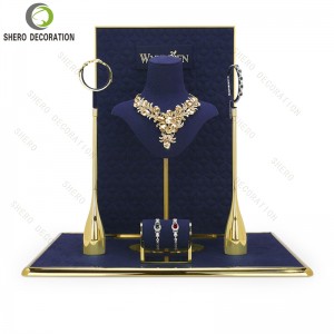 Customized Store Window Vitrine showcase Bust Plush Stand Jewellery Display Set jewelry display set luxury stand