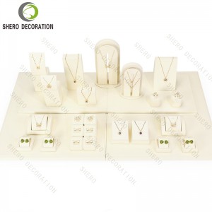High-End Jewelry Display Props Bangle Earring Necklace Stands Beige Set
