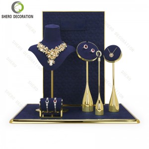 Customized Store Window Vitrine showcase Bust Plush Stand Jewellery Display Set jewelry display set luxury stand