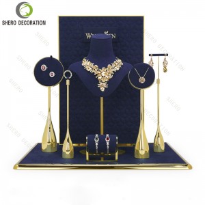 Customized Store Window Vitrine showcase Bust Plush Stand Jewellery Display Set jewelry display set luxury stand