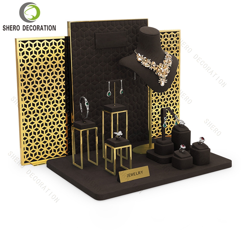 Microfiber Luxury Display Jewelry Sets for Bracelet Necklace Ring Earring Watch Fancy Jewellery Display Set