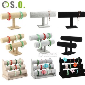 Velvet Bracelet Holder with 3 Tier Rack Black Detachable Jewelry Display Stand T-Bar Necklace Storage Organizer
