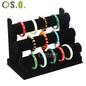 Velvet Bracelet Holder with 3 Tier Rack Black Detachable Jewelry Display Stand T-Bar Necklace Storage Organizer
