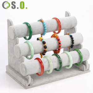 Velvet Bracelet Holder with 3 Tier Rack Black Detachable Jewelry Display Stand T-Bar Necklace Storage Organizer