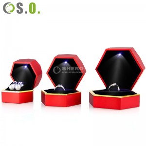Wholesale High-end led light proposal ring box Custom logo jewelry packing box ring earring necklace box packaging with led light
