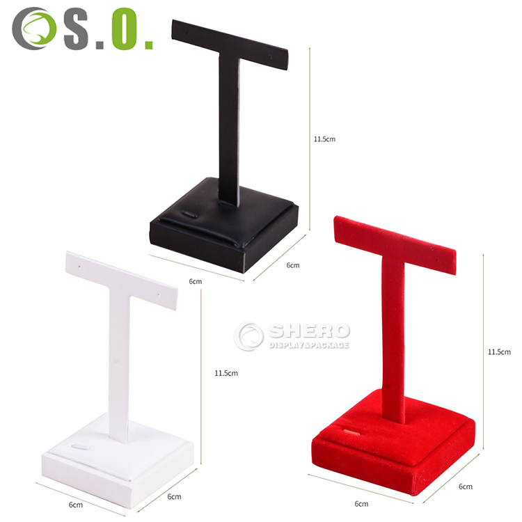 T-Bar Jewelry Display Tower Velvet  Earrings Holder Bracelet Stand