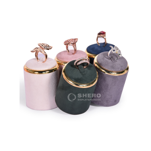 Wholesale Gold Rim Velvet Ring Stand Premium Jewelry Display Cone for Ring Photography & Retail Shop