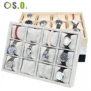 Hot sale wholesale custom logo luxury style fresh 9 pillow ice velvet linen cloth satin cloth watches jewelry display tray