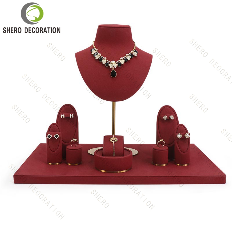 Fashion New Microfiber Jewelry Display Stand Set Elegant Showcase for Earrings Rings Pendants Necklaces Bracelets