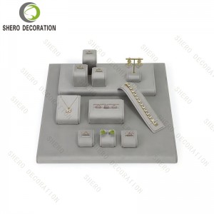 Custom Ring Jewelry Packaging Display Stand Set Tray Earring Necklace Bust Prop MDF Luxury Jewelry Display Stand