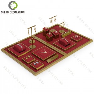 Custom Brand Lacquered and Velvet Jewelry Display Set Necklace Ring Earring Display Holder Accessory