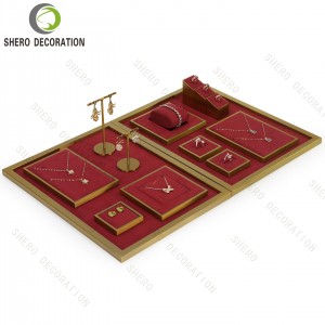 Custom Brand Lacquered and Velvet Jewelry Display Set Necklace Ring Earring Display Holder Accessory