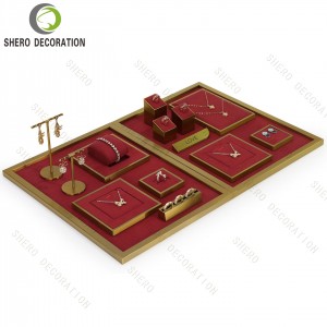 Custom Brand Lacquered and Velvet Jewelry Display Set Necklace Ring Earring Display Holder Accessory