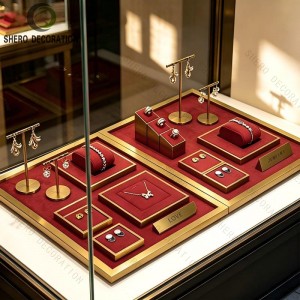 Custom Brand Lacquered and Velvet Jewelry Display Set Necklace Ring Earring Display Holder Accessory