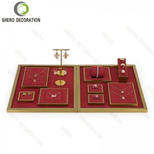 Custom Brand Lacquered and Velvet Jewelry Display Set Necklace Ring Earring Display Holder Accessory