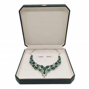 High End Green PU Leather Jewelry Box Custom Logo Jewellery Box Packing