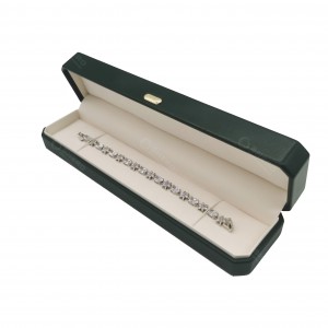 Wholesale Green Color PU Leather Gift Box Flip Top Magnetic Closure Jewelry Storage Box