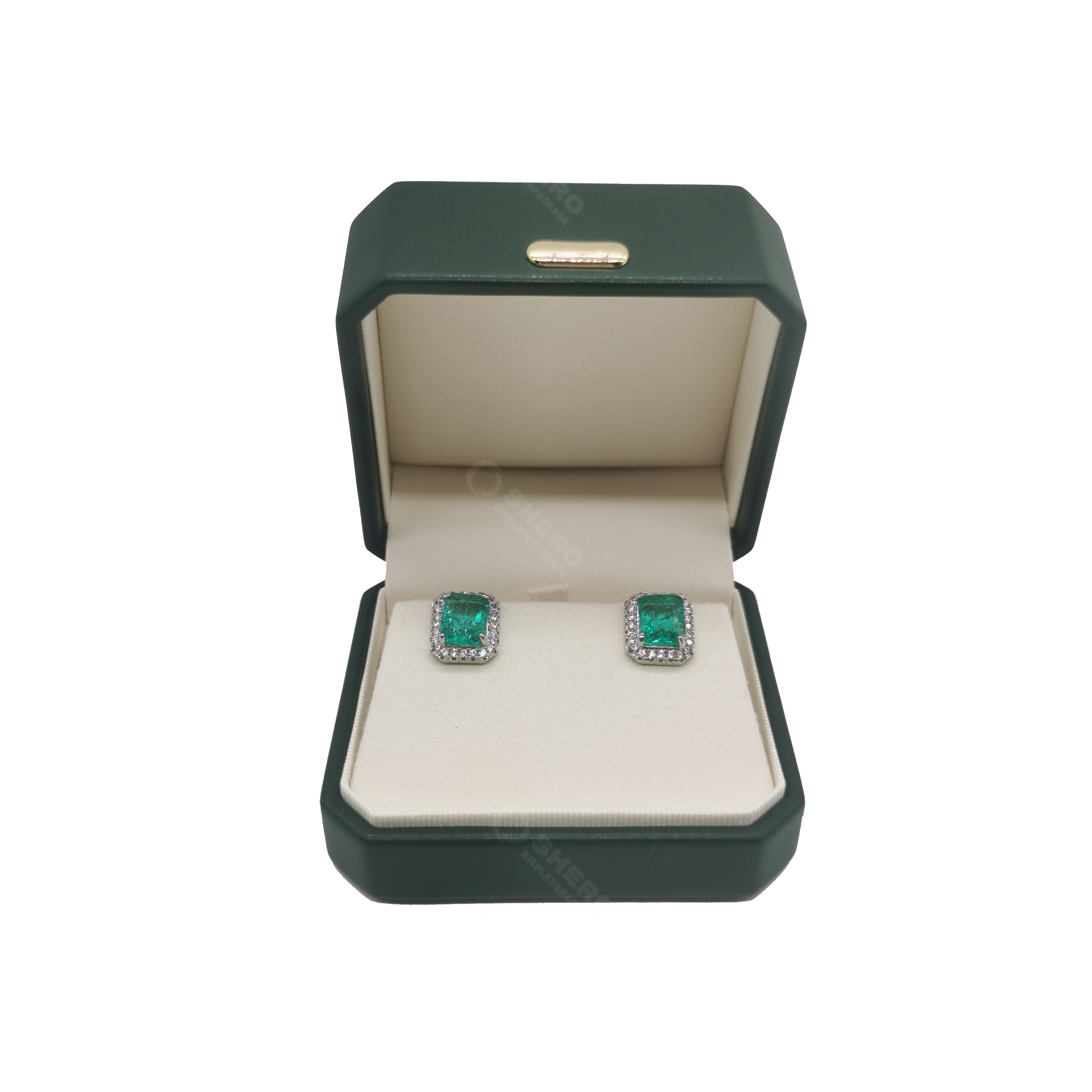 Small Portable PU Leather Jewelry Box Green Gift Box for Stud Earrings
