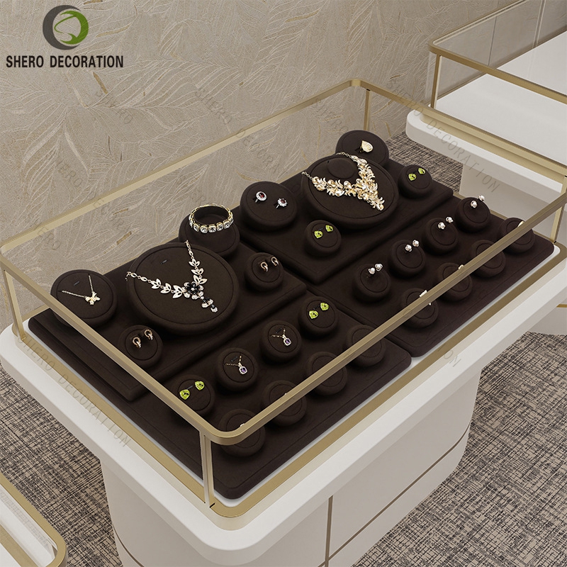 Custom Modern Brown Jewelry Display Set Luxury Stand Jewelry Mannequin Display Set Necklace Jewelry Display Set