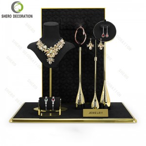Jewelry Stand showcase Store Display Props for Ring Necklace Earrings Set Blue Holder Jewelry Display Set Luxury