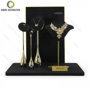 Jewelry Stand showcase Store Display Props for Ring Necklace Earrings Set Blue Holder Jewelry Display Set Luxury