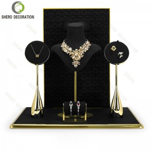 Jewelry Stand showcase Store Display Props for Ring Necklace Earrings Set Blue Holder Jewelry Display Set Luxury