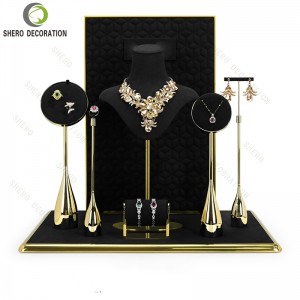 Customizable Jewelry Set Display Stand For Complete Necklace Earrings Bracelet Showcase Boutique Retail Presentation