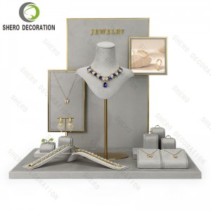 Luxury Jewelry Display Set Store Showcase Exhibitor Counter Display Ring Earring Jewelry Display Stand Set