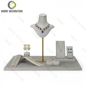 Luxury Jewelry Display Set Store Showcase Exhibitor Counter Display Ring Earring Jewelry Display Stand Set