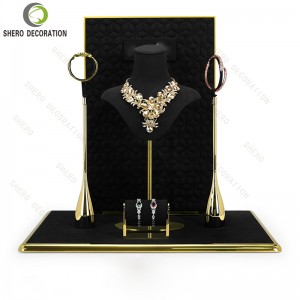 Jewelry Stand showcase Store Display Props for Ring Necklace Earrings Set Blue Holder Jewelry Display Set Luxury