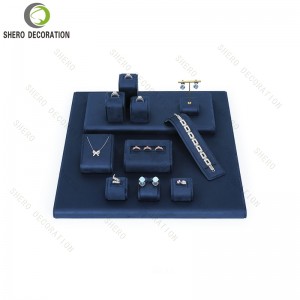 Beige & Gold Modern Customized Microfiber Luxury Jewelry Display Set for Necklaces Rings Earrings