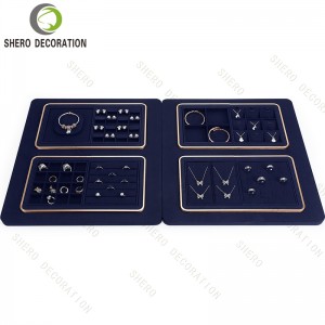Luxury Jewelry Display Set Modular Necklace Ring Earring Stand & Tray Velvet Retail Display Props