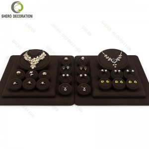 High-end Microfibier Velvet Jewellery Display Props Custom Jewelry Display Stand Set for Store display case for jewelry
