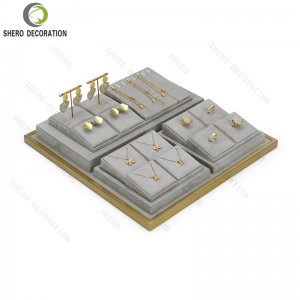 Hot Microfiber Jewelry Earring Display Stand Beige Color Jewelry Display Set for Counter Display