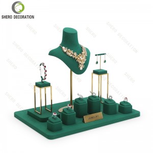 High-end Custom Ring Jewelry Packaging Display Stand Tray Earring Necklace Bust Prop Luxury Jewelry Display Stand Set