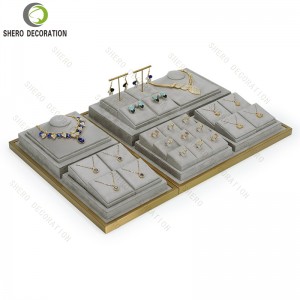 Hot Microfiber Jewelry Earring Display Stand Beige Color Jewelry Display Set for Counter Display