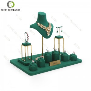 High-end Custom Ring Jewelry Packaging Display Stand Tray Earring Necklace Bust Prop Luxury Jewelry Display Stand Set