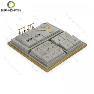 Luxury Microfiber Jewelry Display Stand Set Jewelry Bust Necklace Ring Earring Showcase Display Props