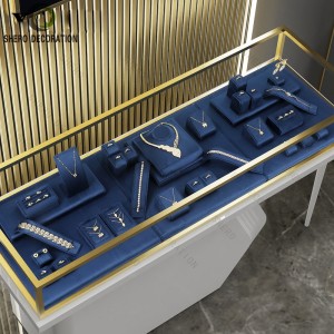 Blue Velvet Necklace Bust Bracelet Earring Ring Stands Pendant Tray Boutique Jewelry Store Jewelry Display Set