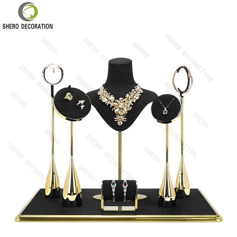 Customizable Jewelry Set Display Stand For Complete Necklace Earrings Bracelet Showcase Boutique Retail Presentation