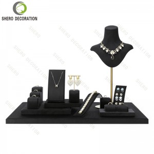 Microfiber Jewelry Display Stand Set Multiple Elegant Styles for Necklace Earring Ring Display Store Exhibition