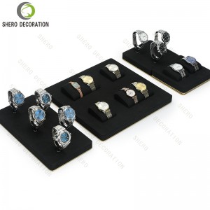 High End Jewelry Display Stand Cases Red Microfiber MDF Metal Jewelry Display Set Luxury Ring Holder Earring Stands