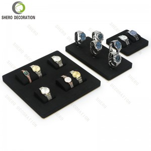 High End Jewelry Display Stand Cases Red Microfiber MDF Metal Jewelry Display Set Luxury Ring Holder Earring Stands