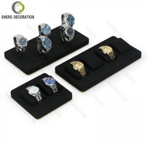 High End Jewelry Display Stand Cases Red Microfiber MDF Metal Jewelry Display Set Luxury Ring Holder Earring Stands