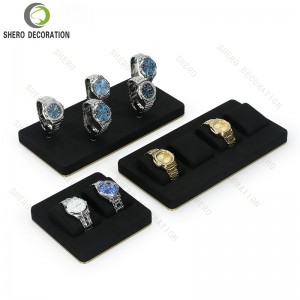 High End Jewelry Display Stand Cases Red Microfiber MDF Metal Jewelry Display Set Luxury Ring Holder Earring Stands