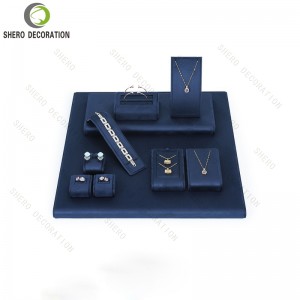 Professional Exhibidores De Joyas Luxury Leather Jewelry Display Props Custom Jewelry Stand Display Set