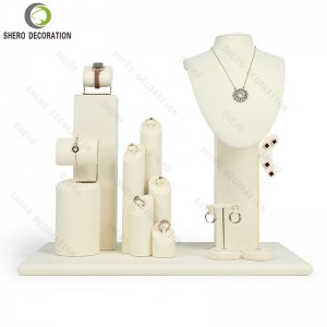 Beige Jewelry Display Props, Display Stands for Necklaces, Rings, Earrings, Bracelets and Bangles, Counter Display for Jewelry